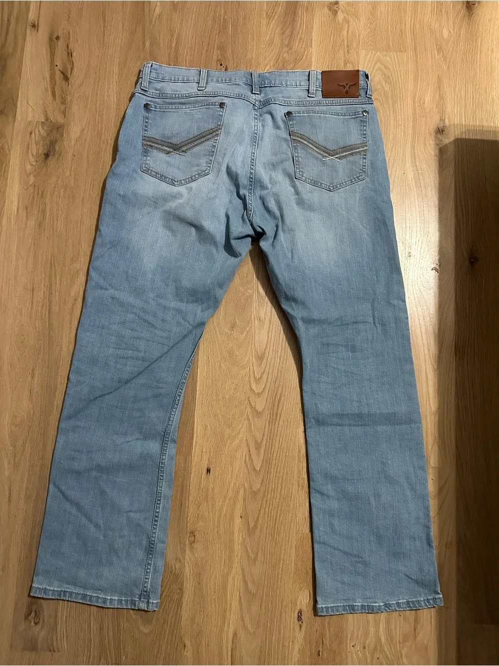 Wrangler Men's Bootcut Jeans in Light Blue Denim